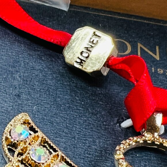 Monet Aurora Borealis Rhinestone Angel Ornament Ribbon Pendant Charm Purse Bling - Picture 5 of 8